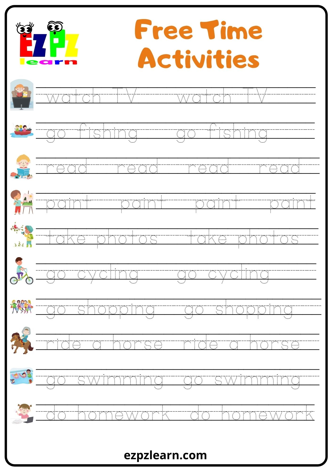 Tracing Words Worksheets Free