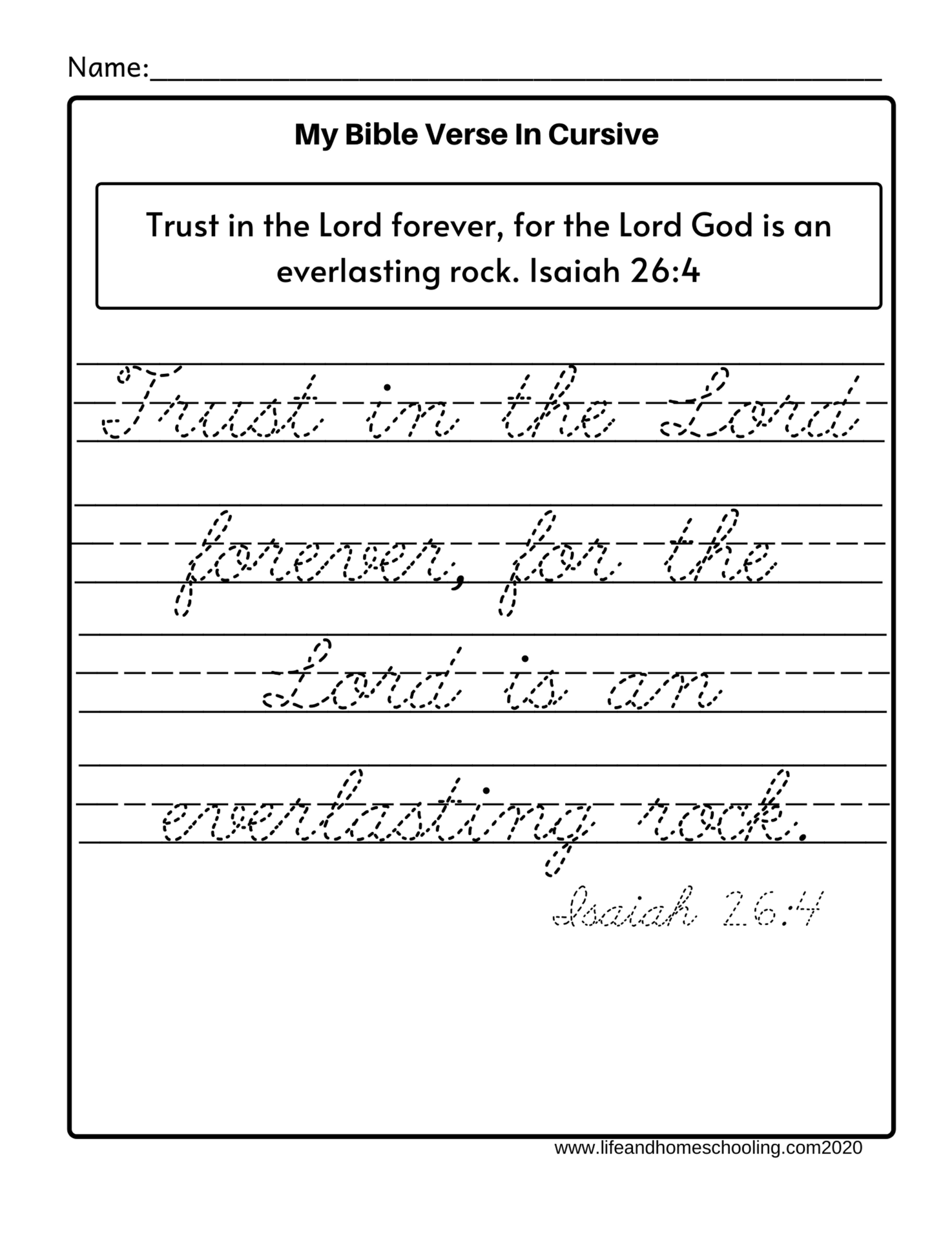 Free Tracing Bible Verses For Kids Cursive Lifeandhomeschooling Free Tracing Bible Verses For Kids Cursive Lifeandhomeschooling
