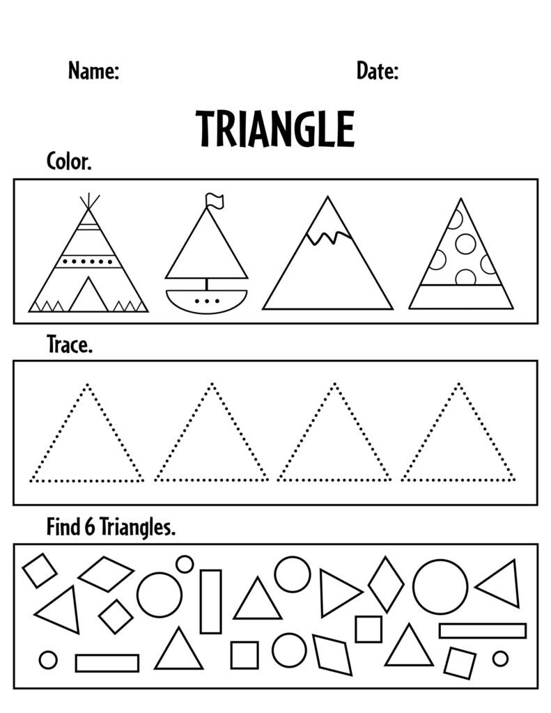 Free Triangle Worksheets For Preschool The Hollydog Blog