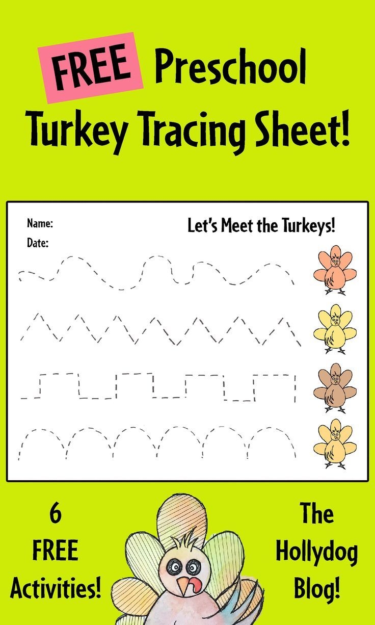 FREE Turkey Tracing Sheet For Preschool Build Pre Writing Skills 
