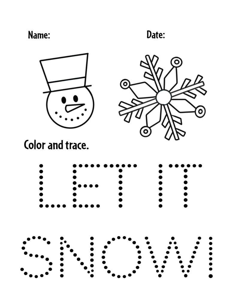 Free Winter Tracing Worksheets