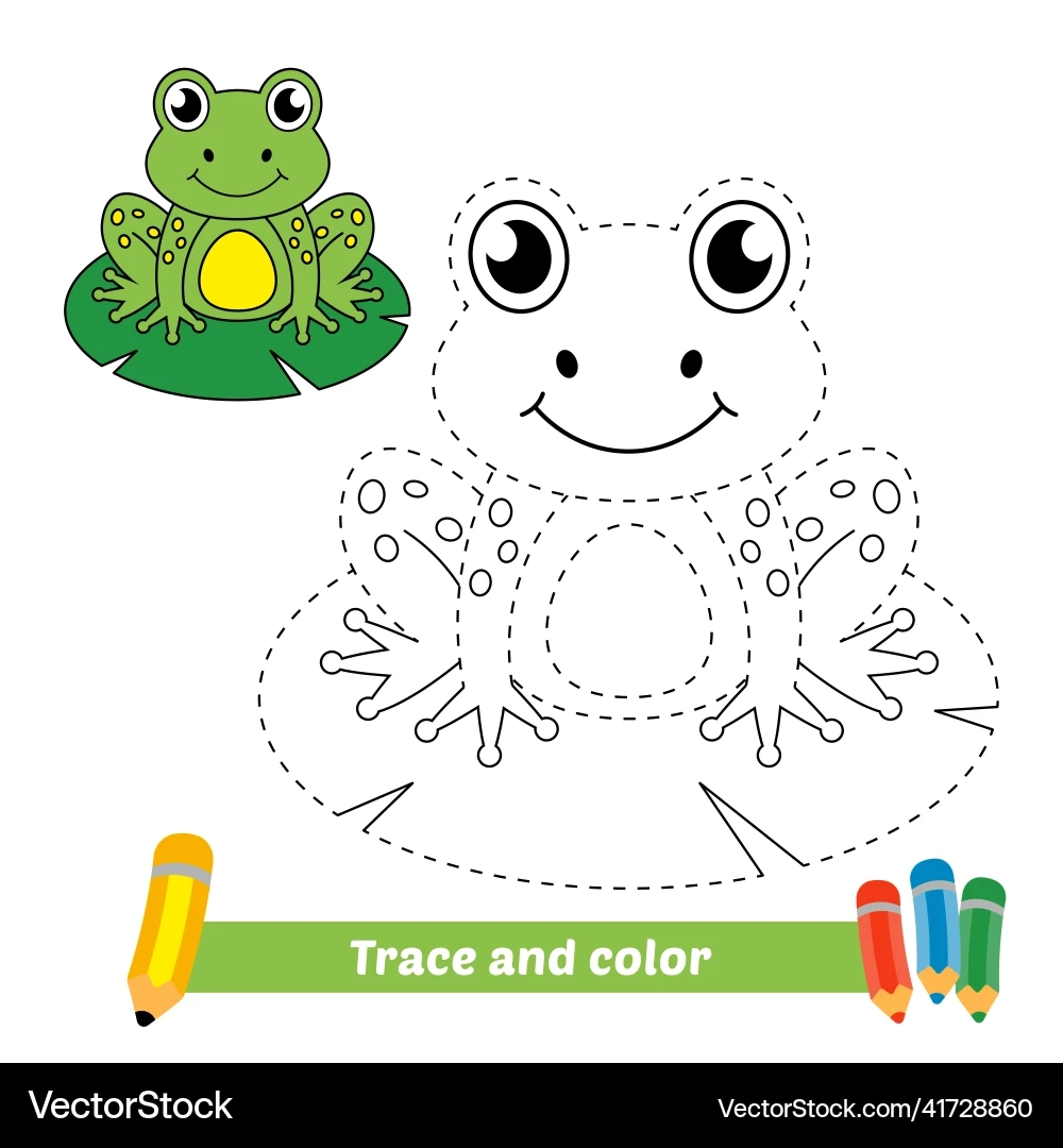 Frog Tracing amp Coloring Book For Kids Royalty Free Vector 