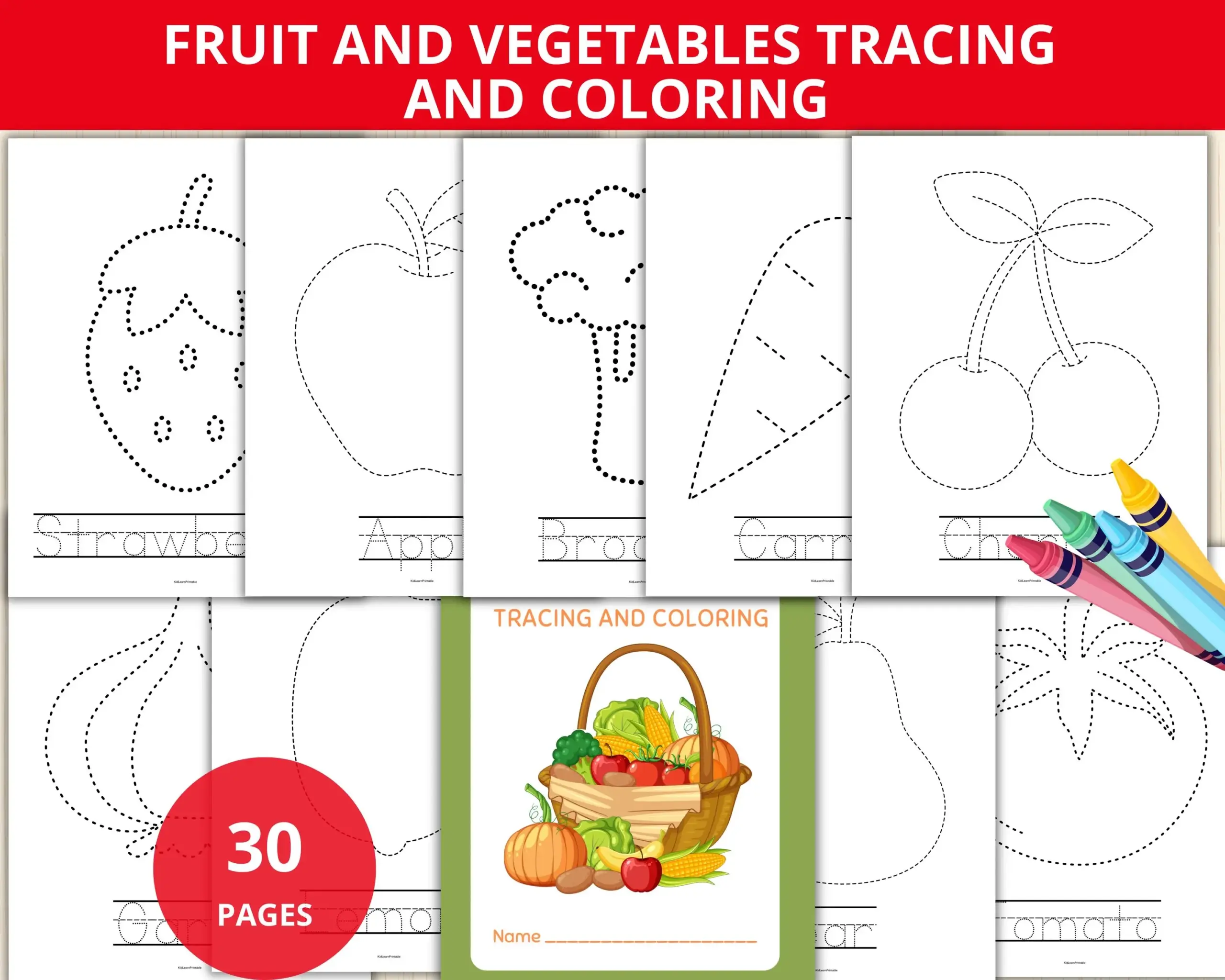 Fruit And Vegetables Tracing Worksheets fruit Vegetables Coloring 