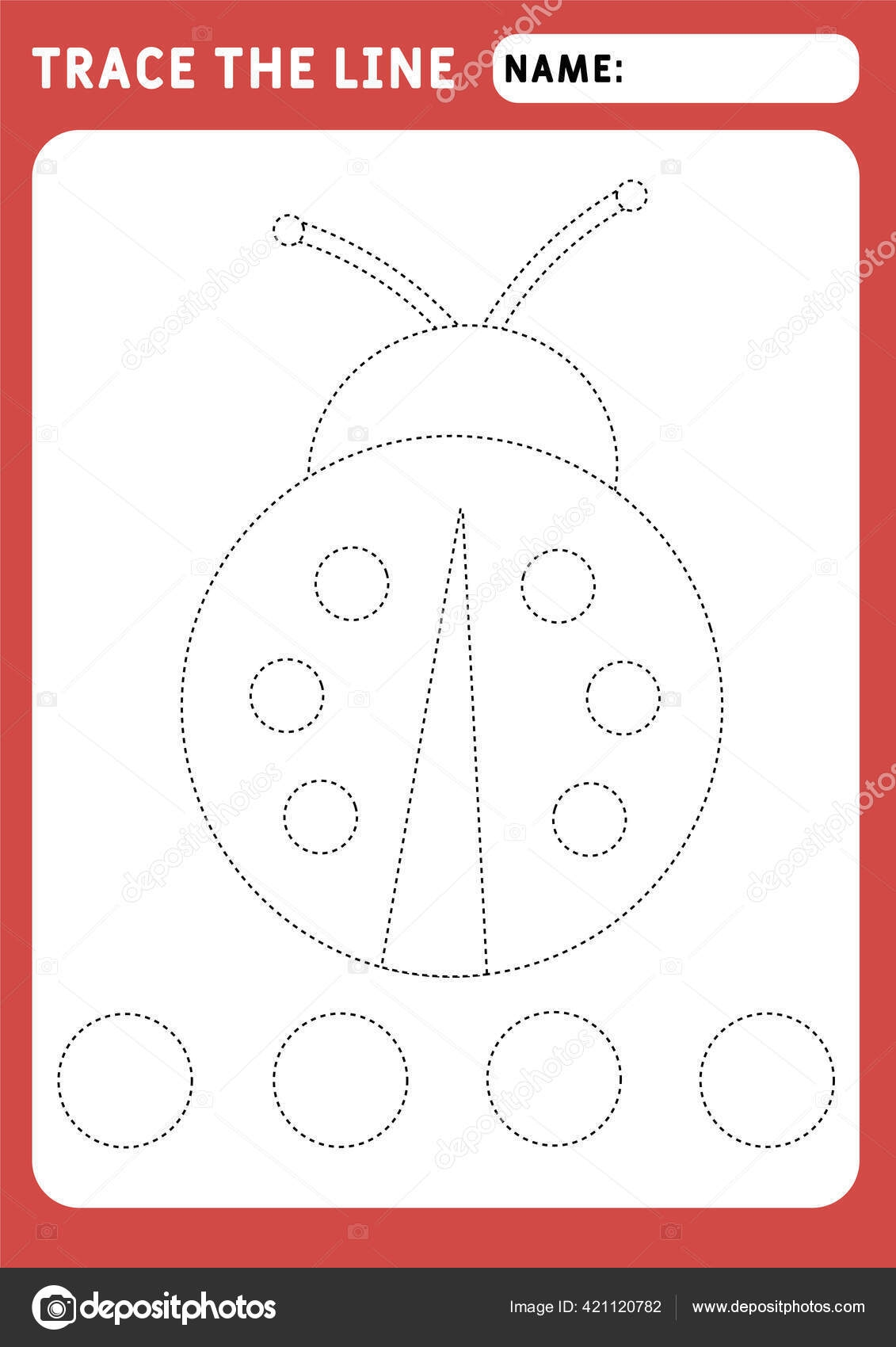 Funny Little Ladybug Educational Children Game Preschool Worksheet 