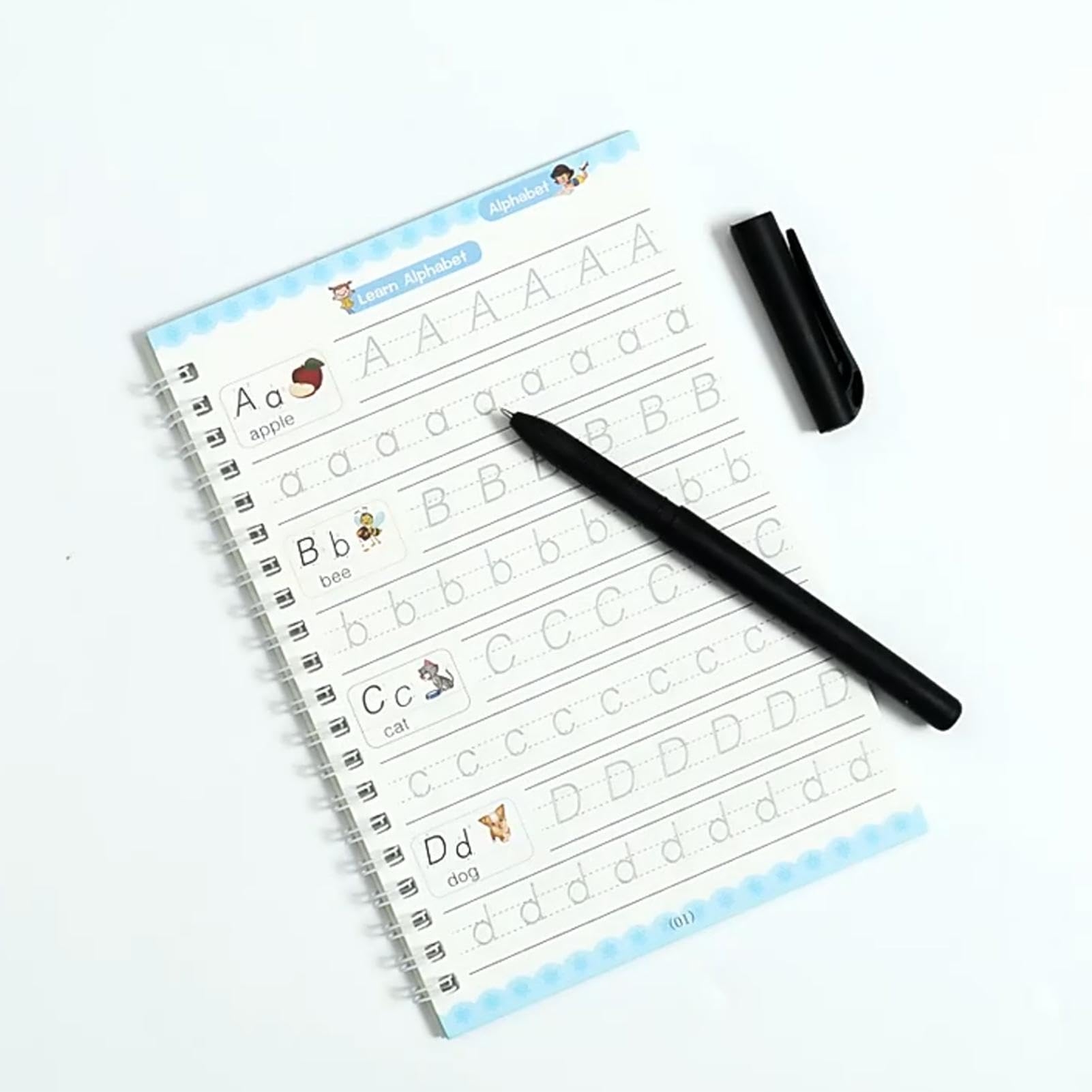 Furtryvl Grooved Handwriting Book 4X Grooved Practice Copybook Handwriting Disappearing Ink Grooved Letter Tracing Indented Handwriting Book For 