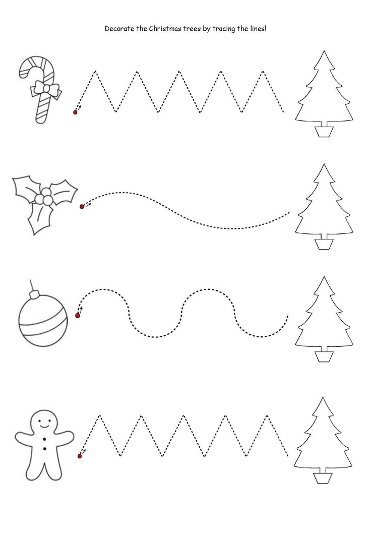Get The Kids Tracing Lines To Match The Decoration To The Tree 