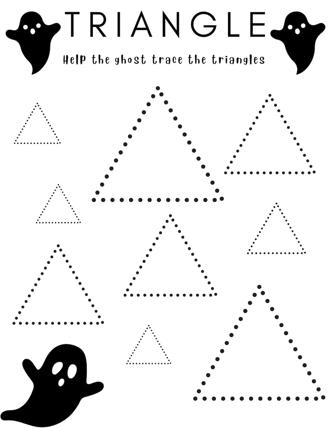 Ghost Tracing Triangles Worksheet Etsy New Zealand