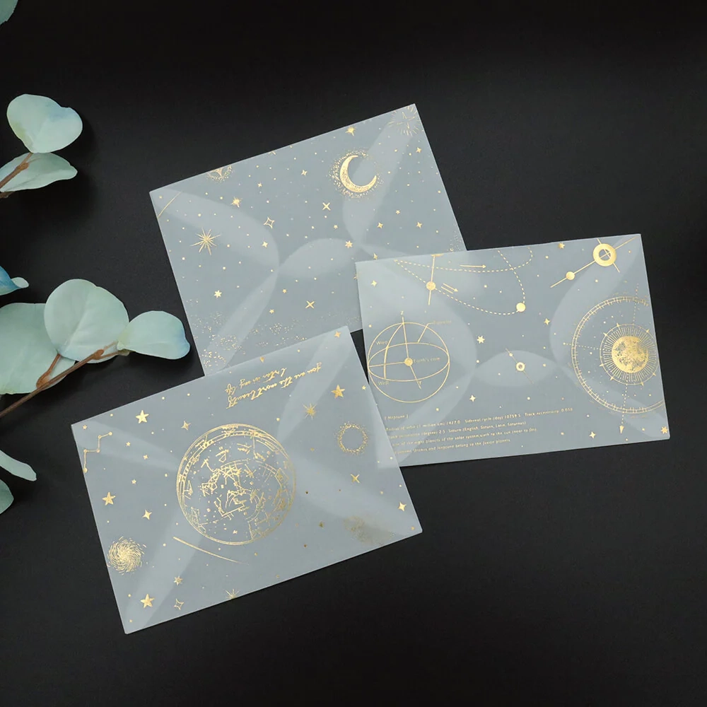 Gold Foiled Vellum Paper Envelope Set