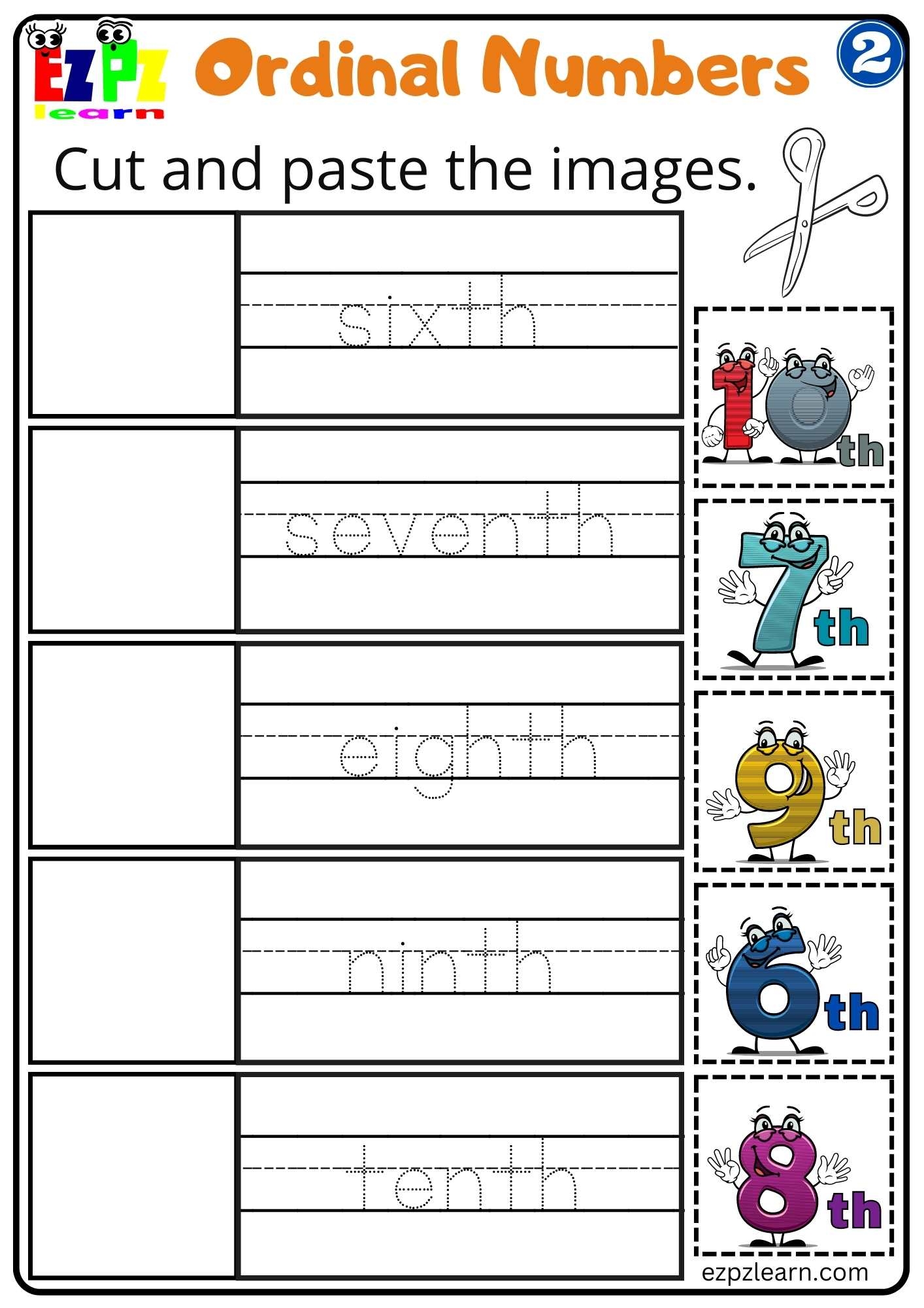 Group 2 Ordinal Numbers Cut And Paste Ezpzlearn
