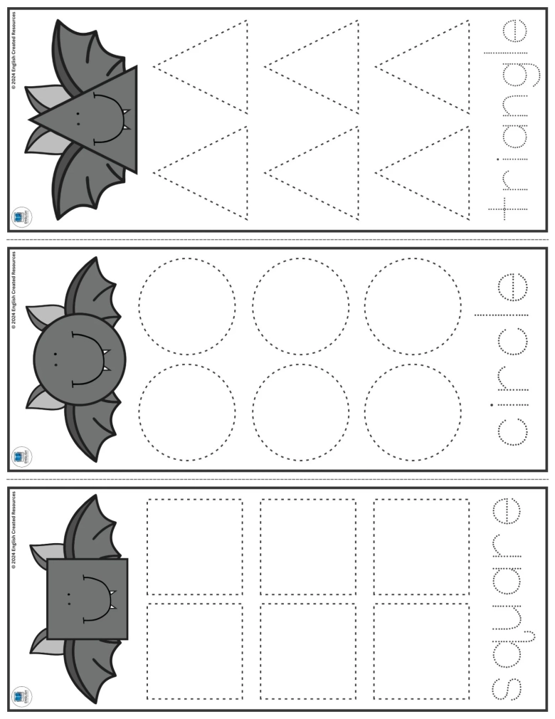 Halloween Bat Shape Tracing Strips English Created Resources