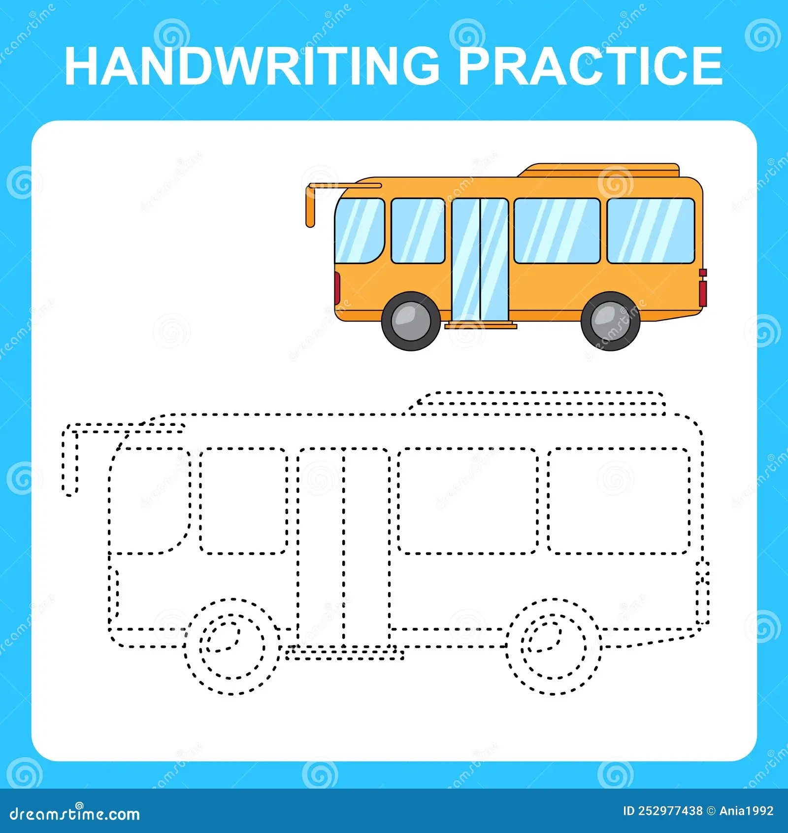 Handwriting Practice Trace The Lines And Color The Bus 