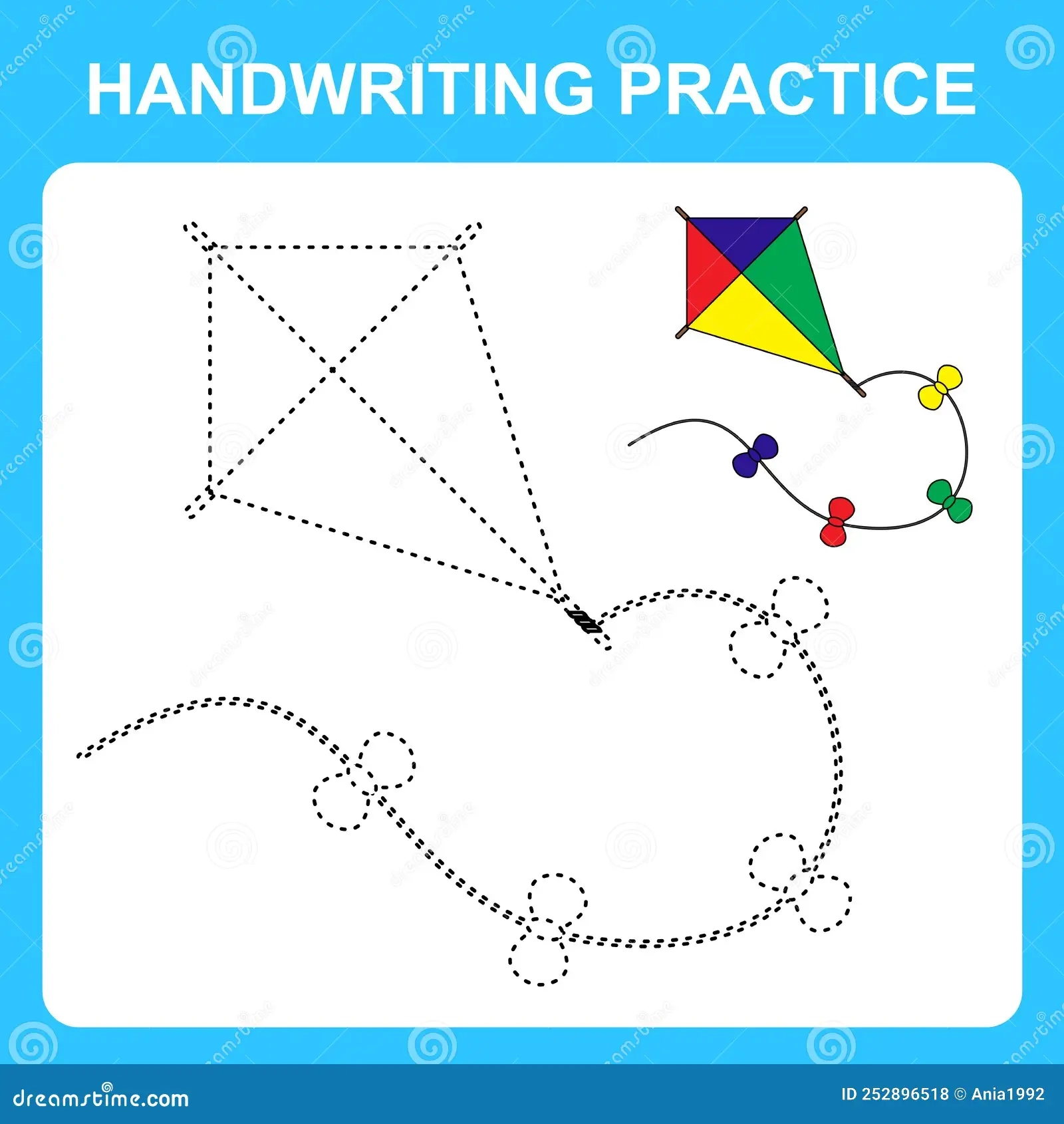Handwriting Practice Trace The Lines And Color The Kite 
