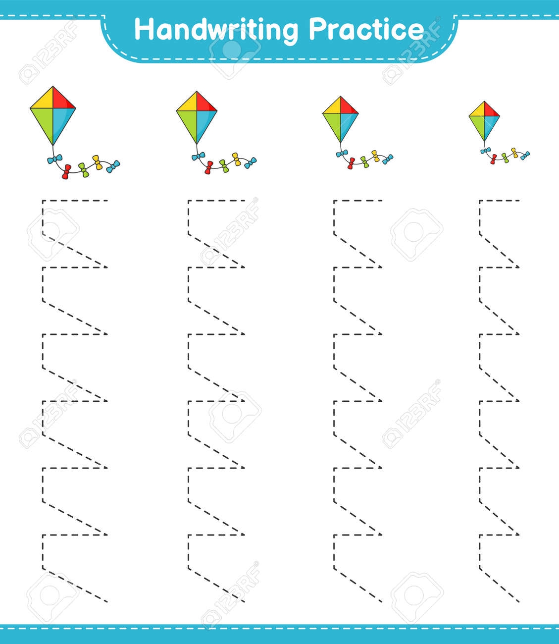 Handwriting Practice Tracing Lines Of Kite Educational Children 