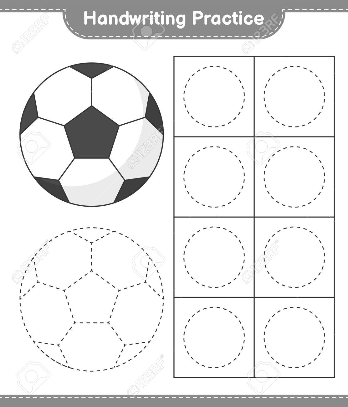 Handwriting Practice Tracing Lines Of Soccer Ball Educational 