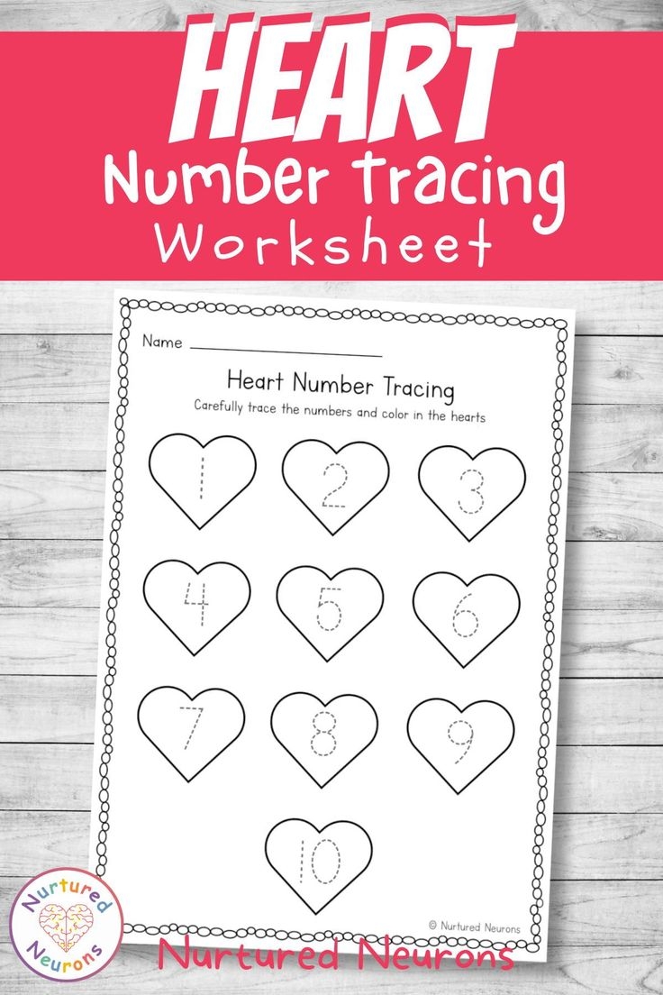 Heart Number Tracing Worksheet 1 10 Valentine s Day Preschool 