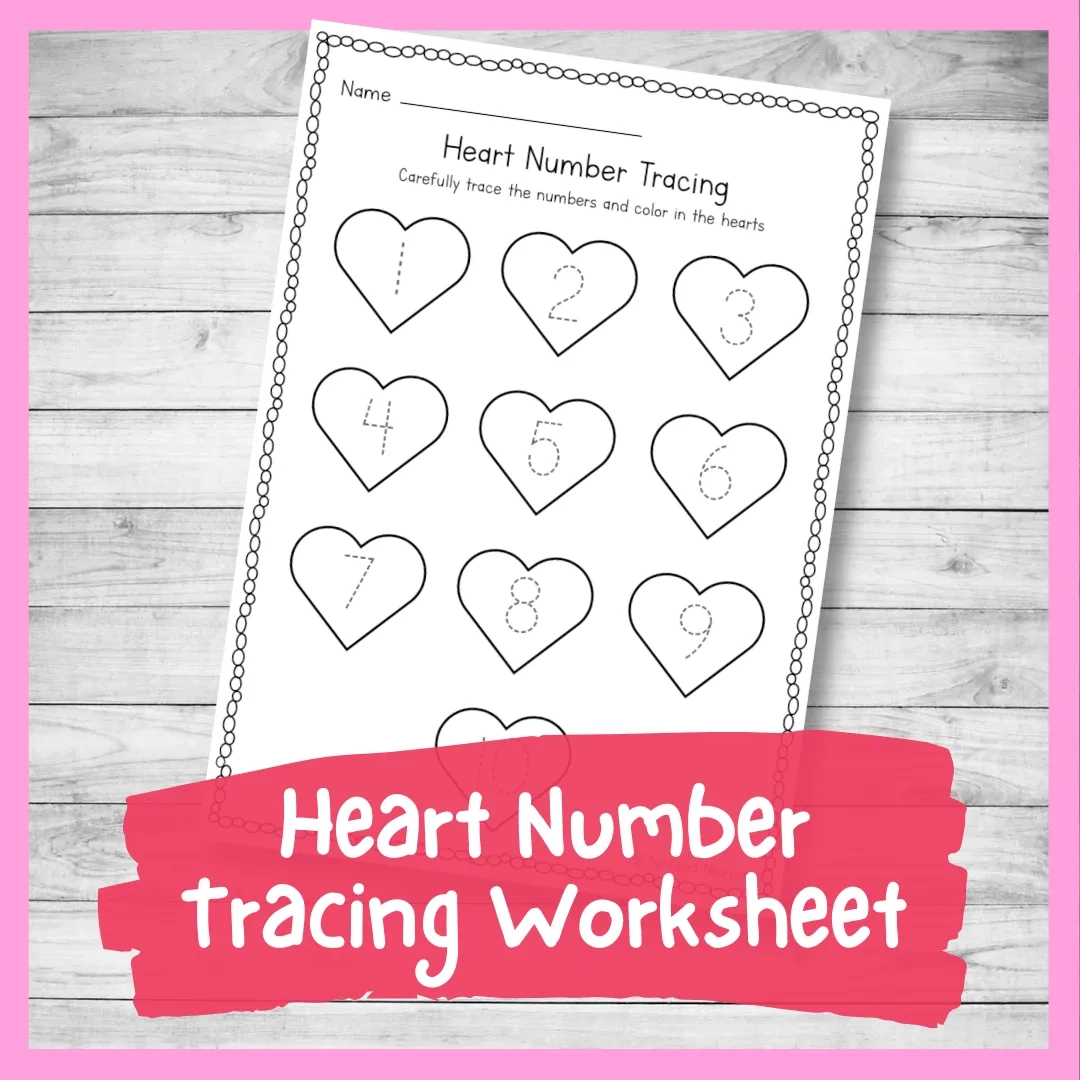 Heart Number Tracing Worksheet 1 10 Valentine s Day Preschool 
