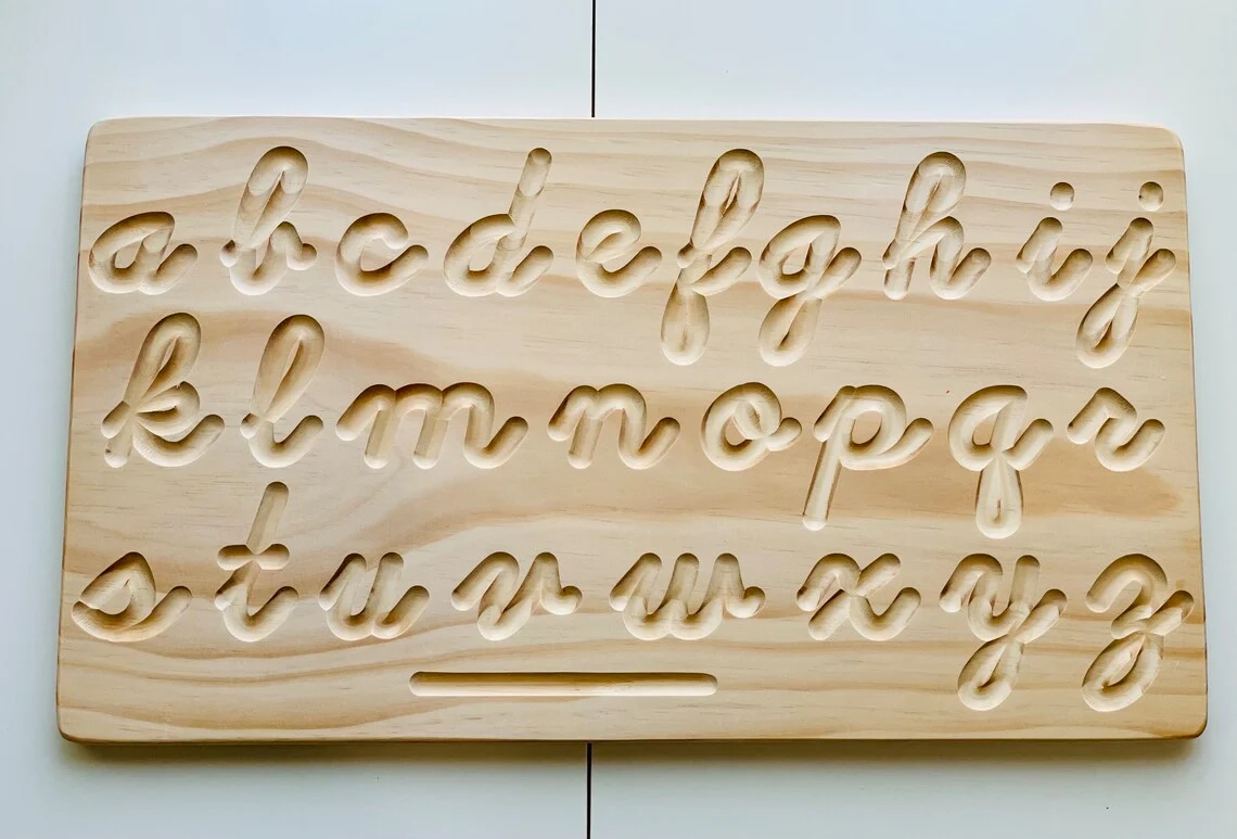 Heirloom Quality Double Sided Wooden Cursive Alphabet Tracing 