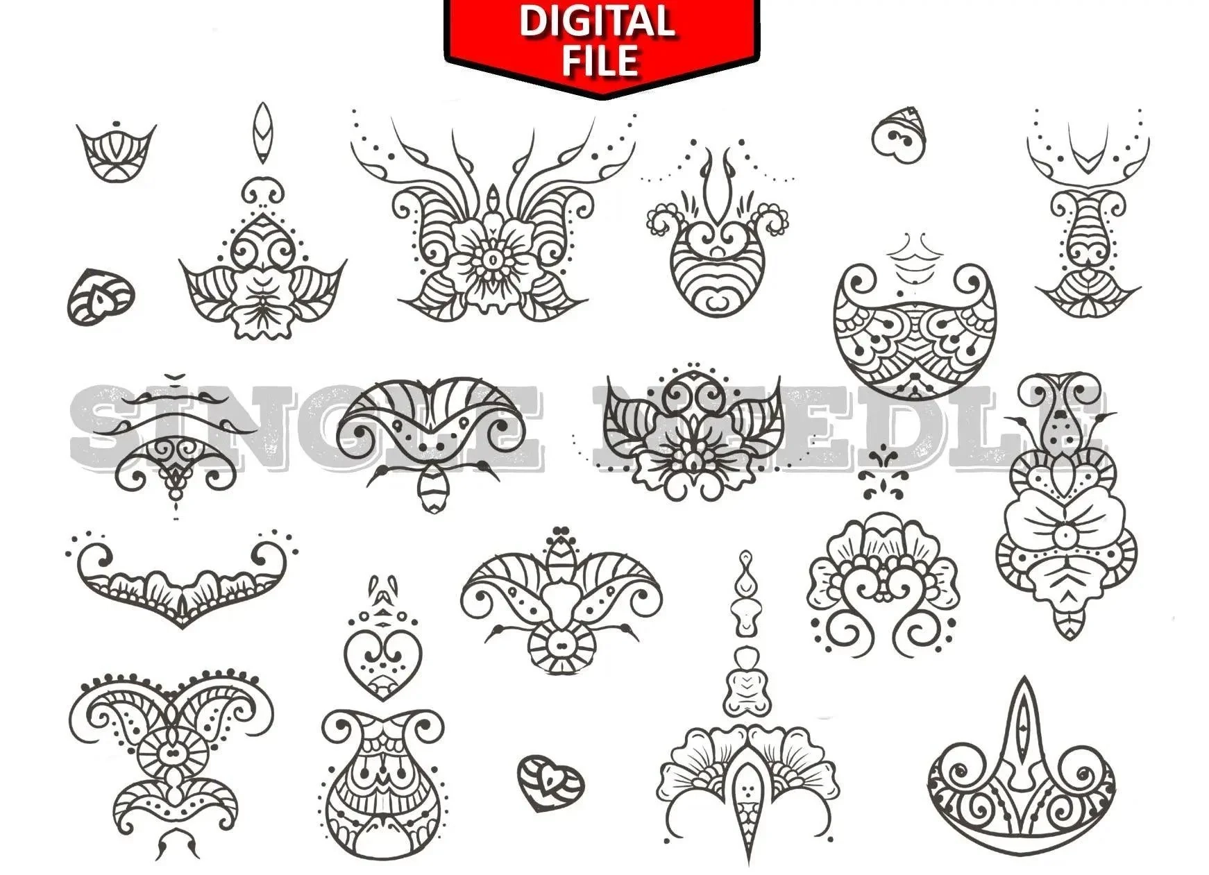 Henna Designs Tattoo Flash Sheet Stencil For Real Stick And Poke 
