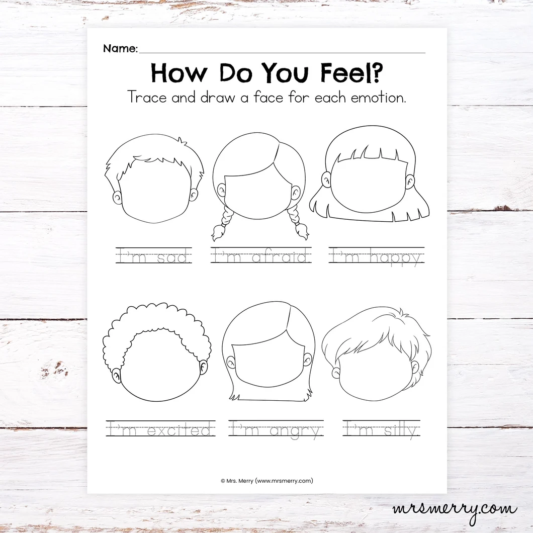 Emotions Tracing Worksheet