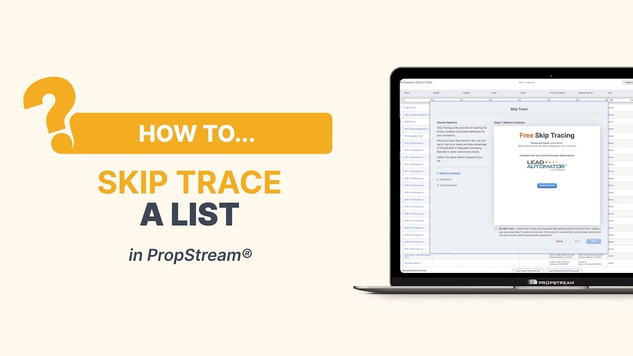 How To Skiptrace A List amp Get DNC Flags PropStream Help Video