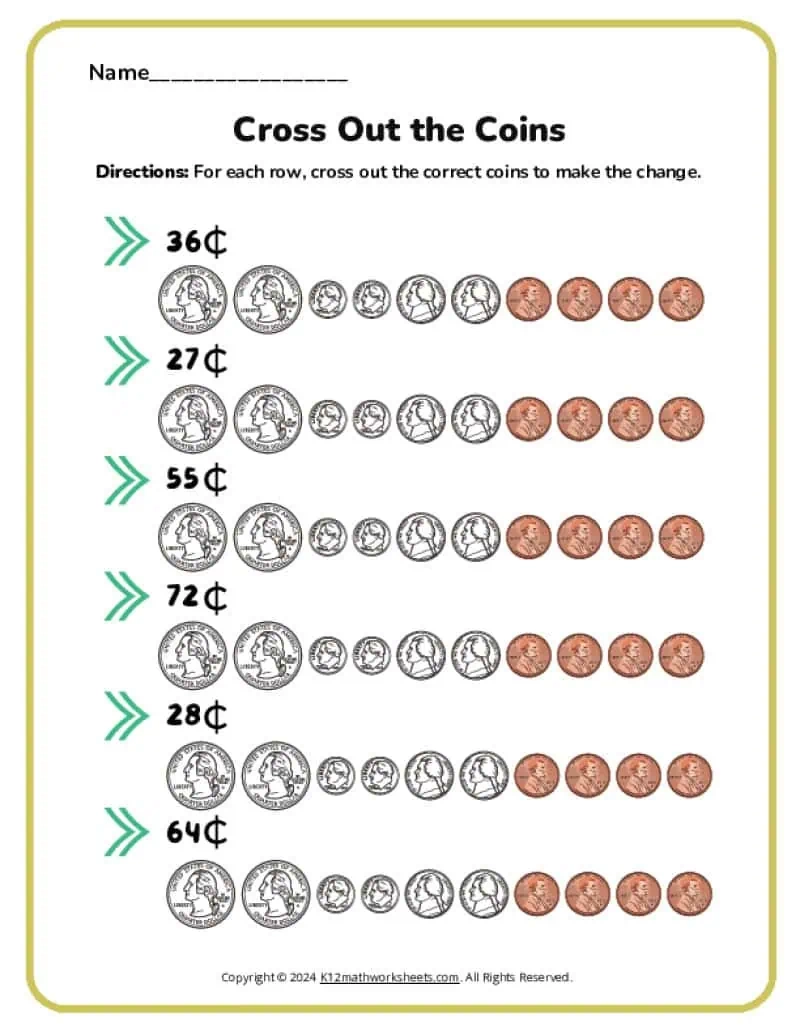 Coin Tracing Worksheets