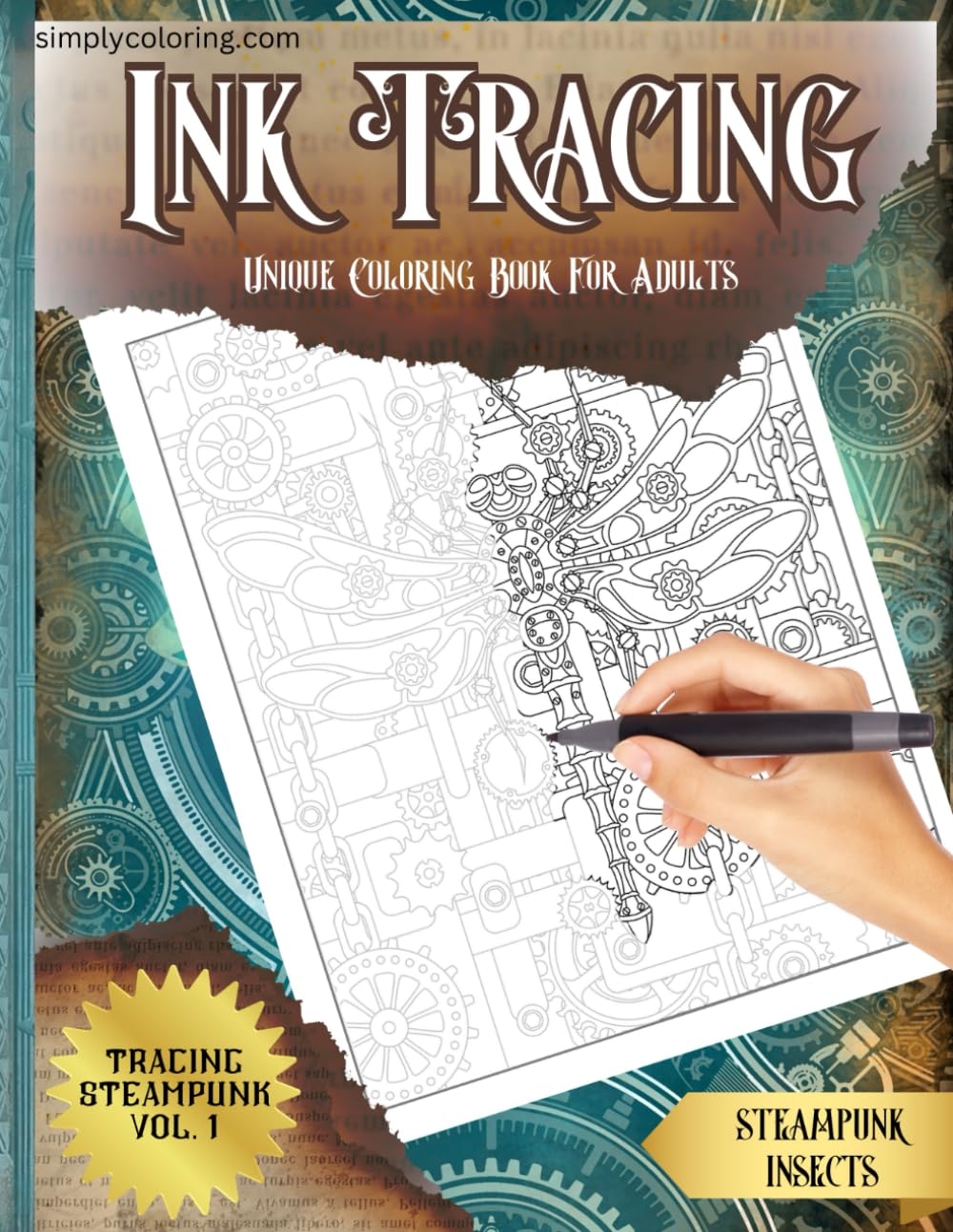 Ink Tracing Unique Coloring Book For Adults Steampunk Series Vol 