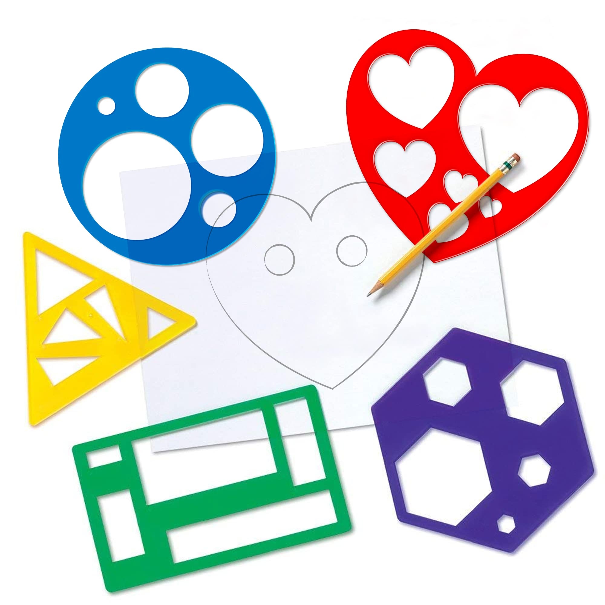Karty Shape Stencil Set For Kids 10 Piece Set Colorful Drawing 