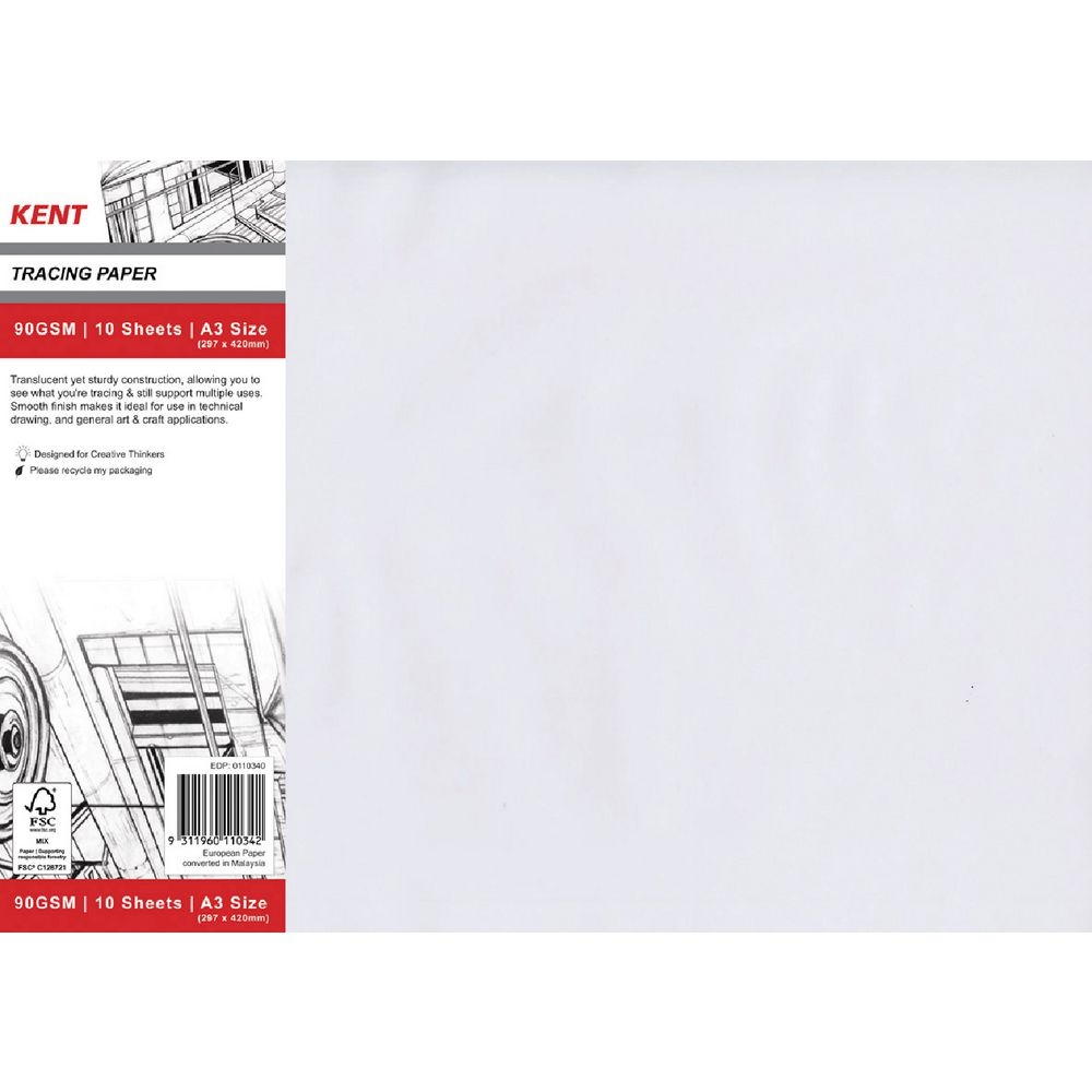 Kent A3 90gsm Tracing Paper Pack 10 Sheets Officeworks