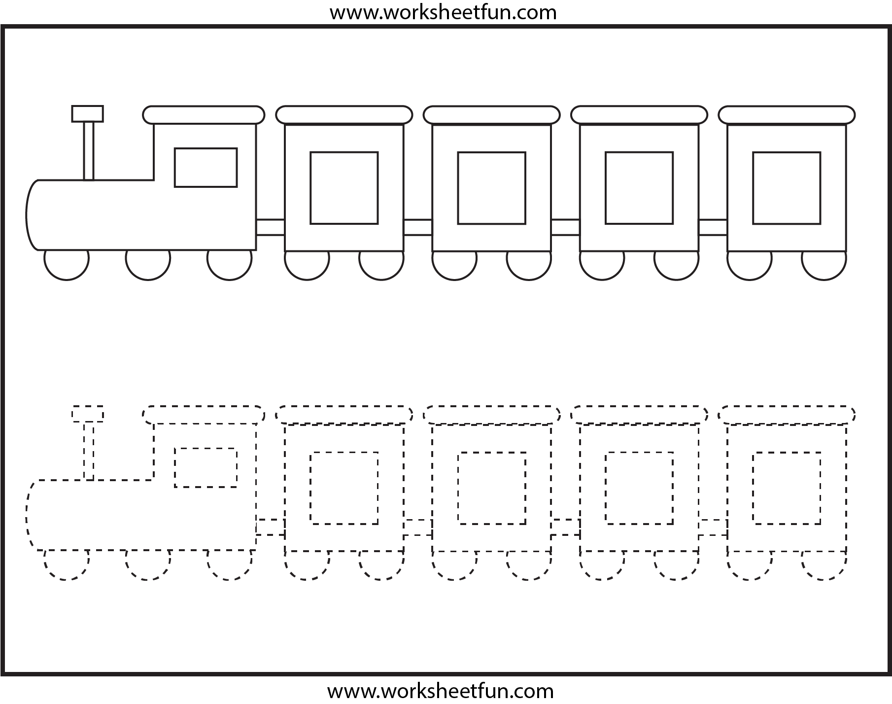 Train Tracing Worksheets