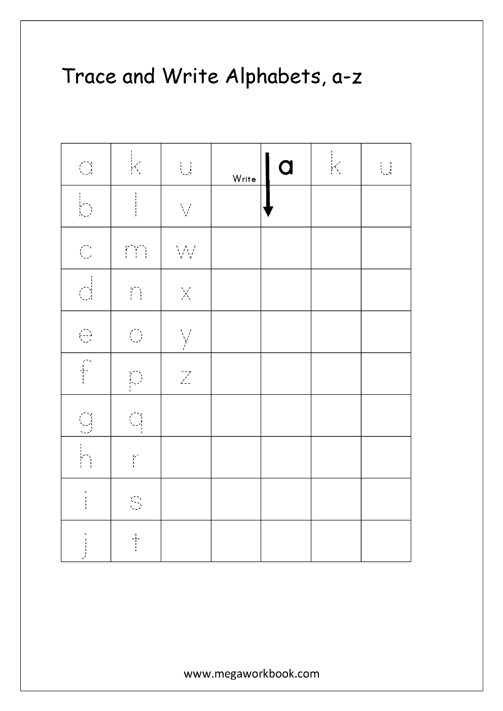 Small Letters Alphabet Tracing Sheets