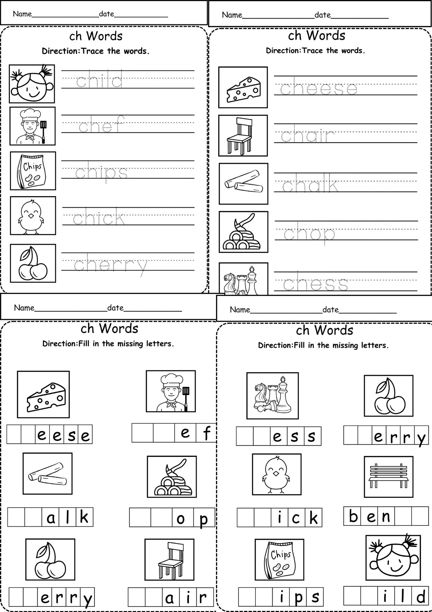Ch Tracing Worksheets