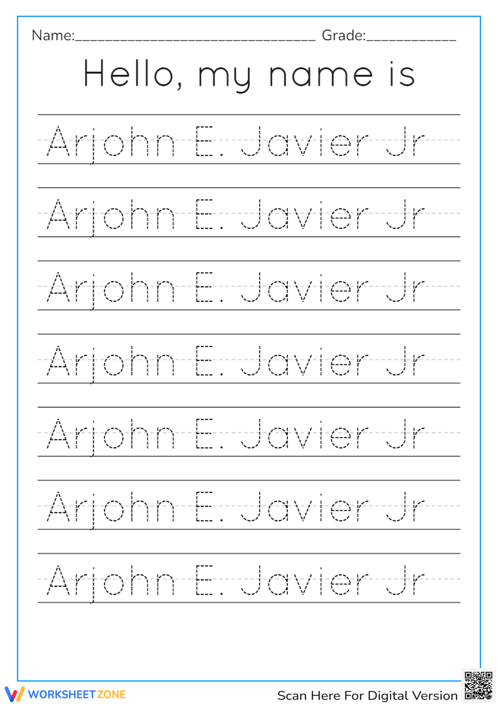 Kindergarten Name Tracing Worksheets amp Printable