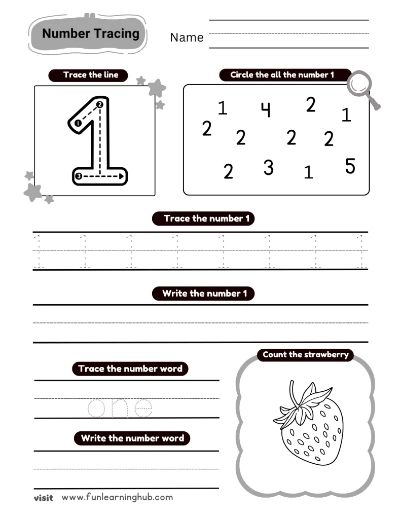 Kindergarten Number Tracing 1 20 Fun Learning Hub