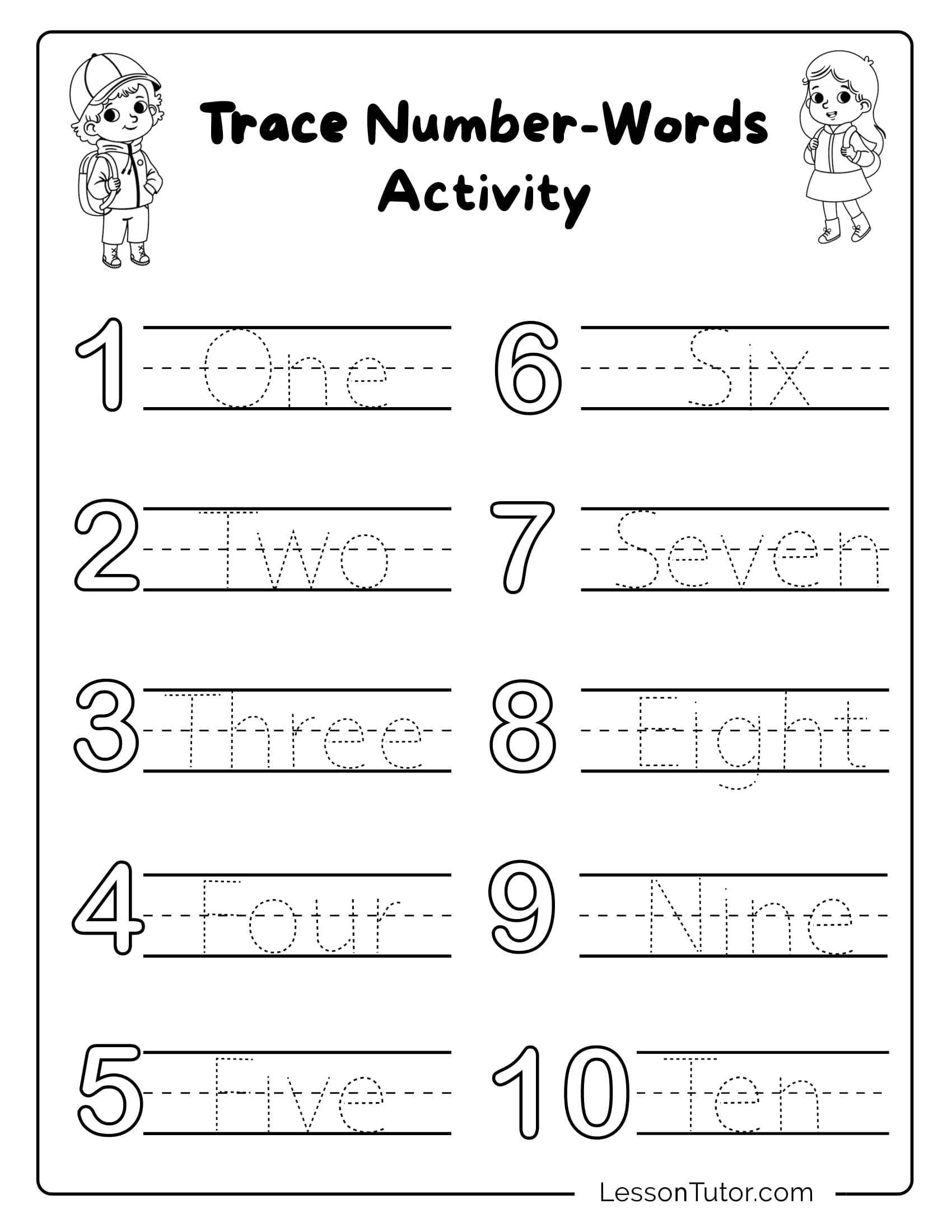 Kindergarten Numbers In Words 1 30 Worksheets Free Coloring 