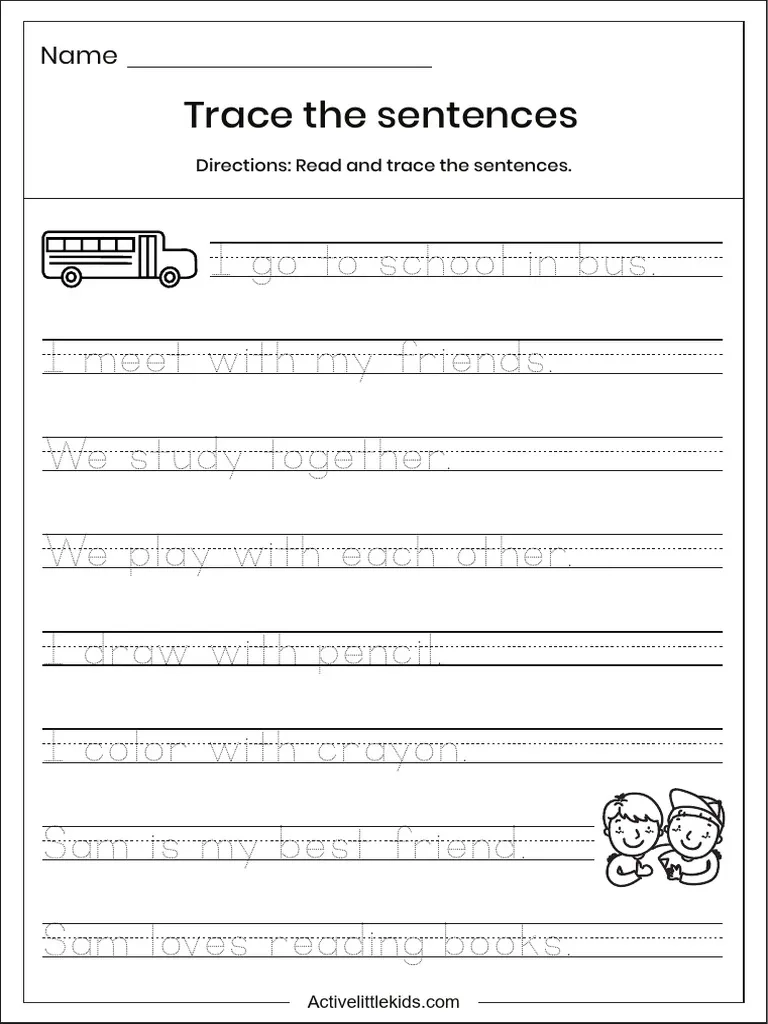 Kindergarten Writing Sentences Worksheets PDF Kindergarten Writing Sentences Worksheets PDF