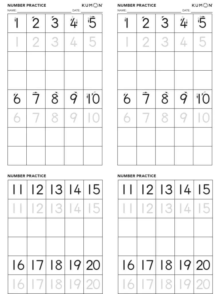 KUMON Number Practice Sheets 2 Per Sheet NEW PDF KUMON Number Practice Sheets 2 Per Sheet NEW PDF