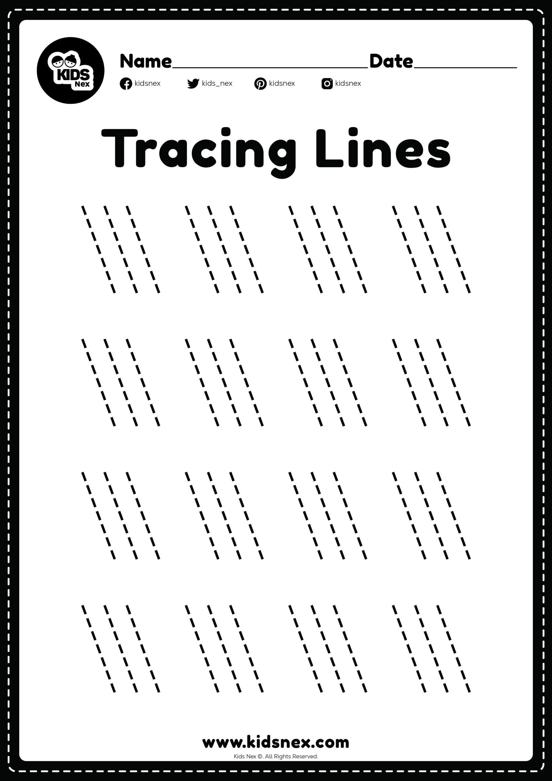 Left Slanting Line Worksheet For Kindergarten Free Printable 