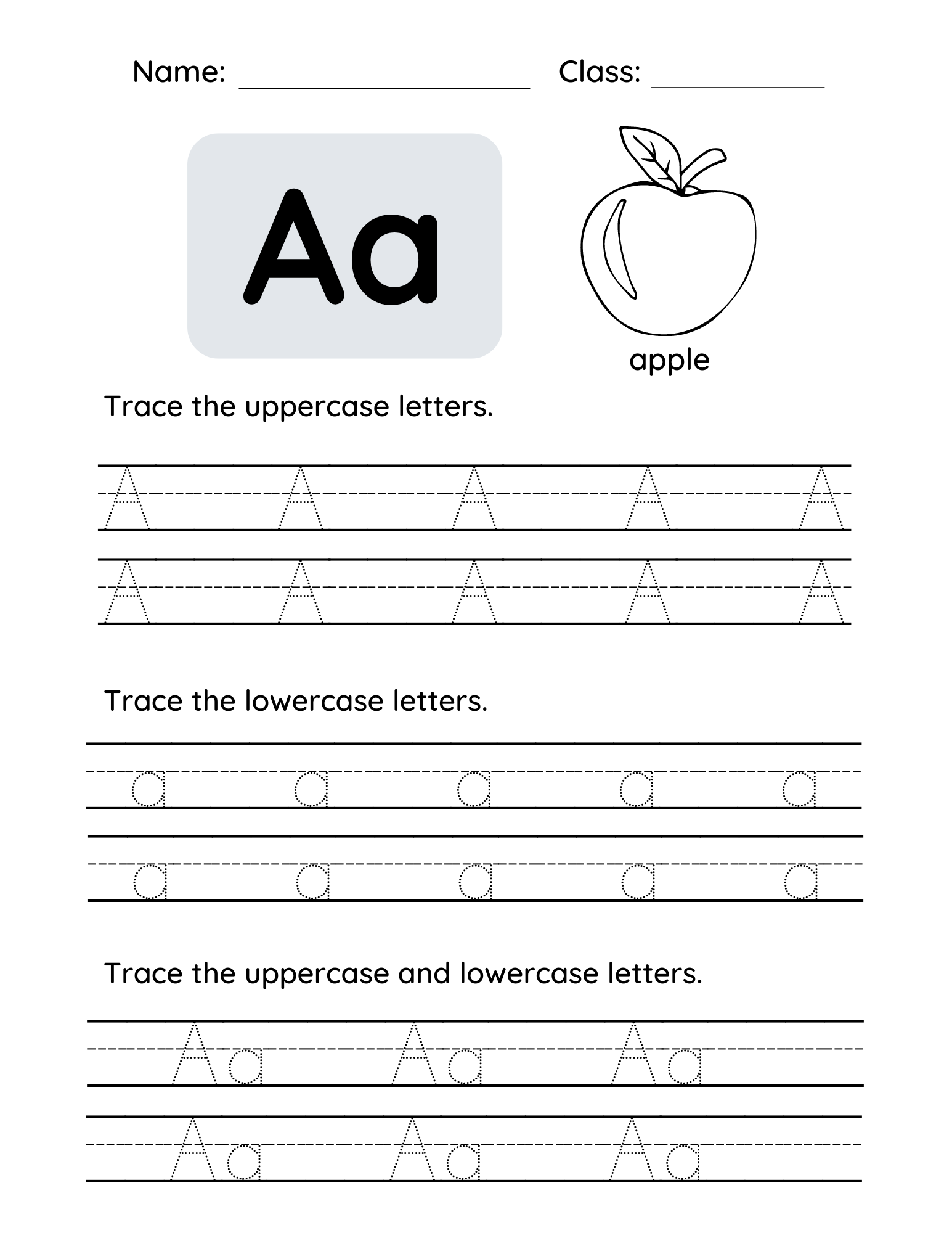Letter A Tracing Worksheets For Toddlers And Preschool Children