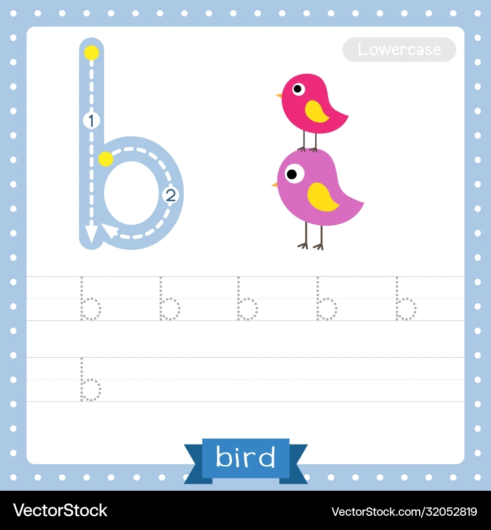 Letter B Lowercase Tracing Practice Worksheet Royalty Free 