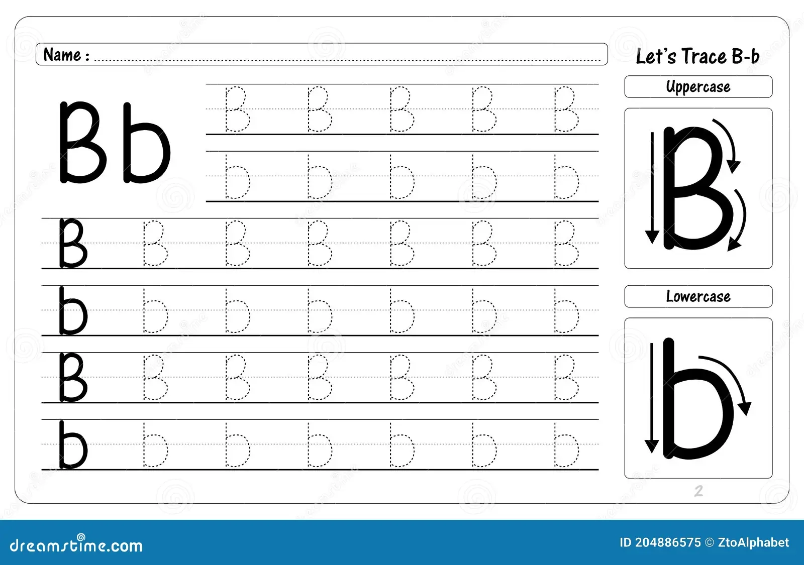 Letter B Tracing And Writing Worksheets Stock Vector 