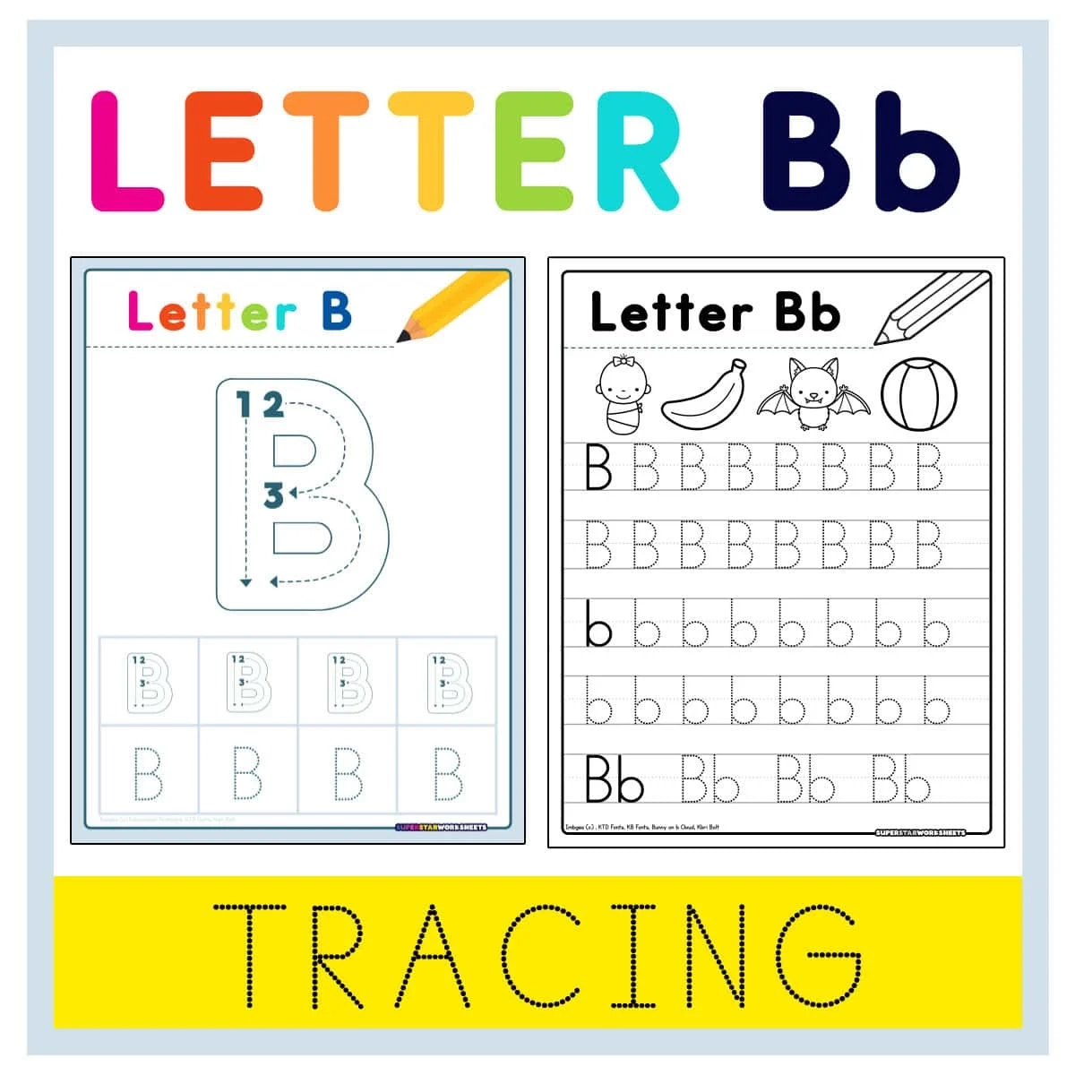 Letter B Tracing Worksheets Superstar Worksheets