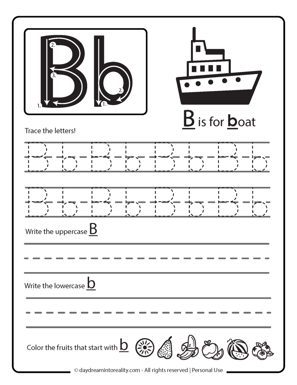 Tracing Letter B Worksheets