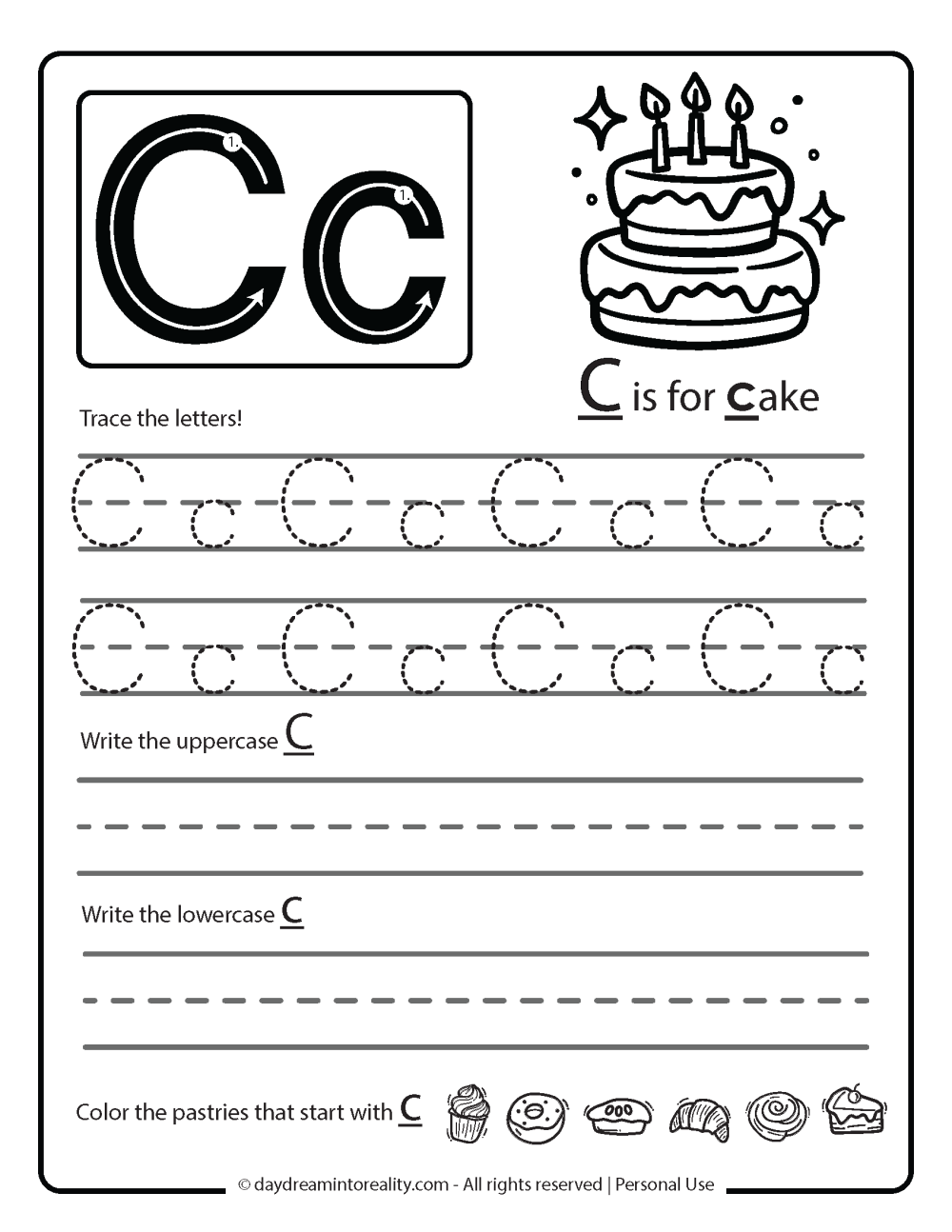 Tracing Letter C Worksheets