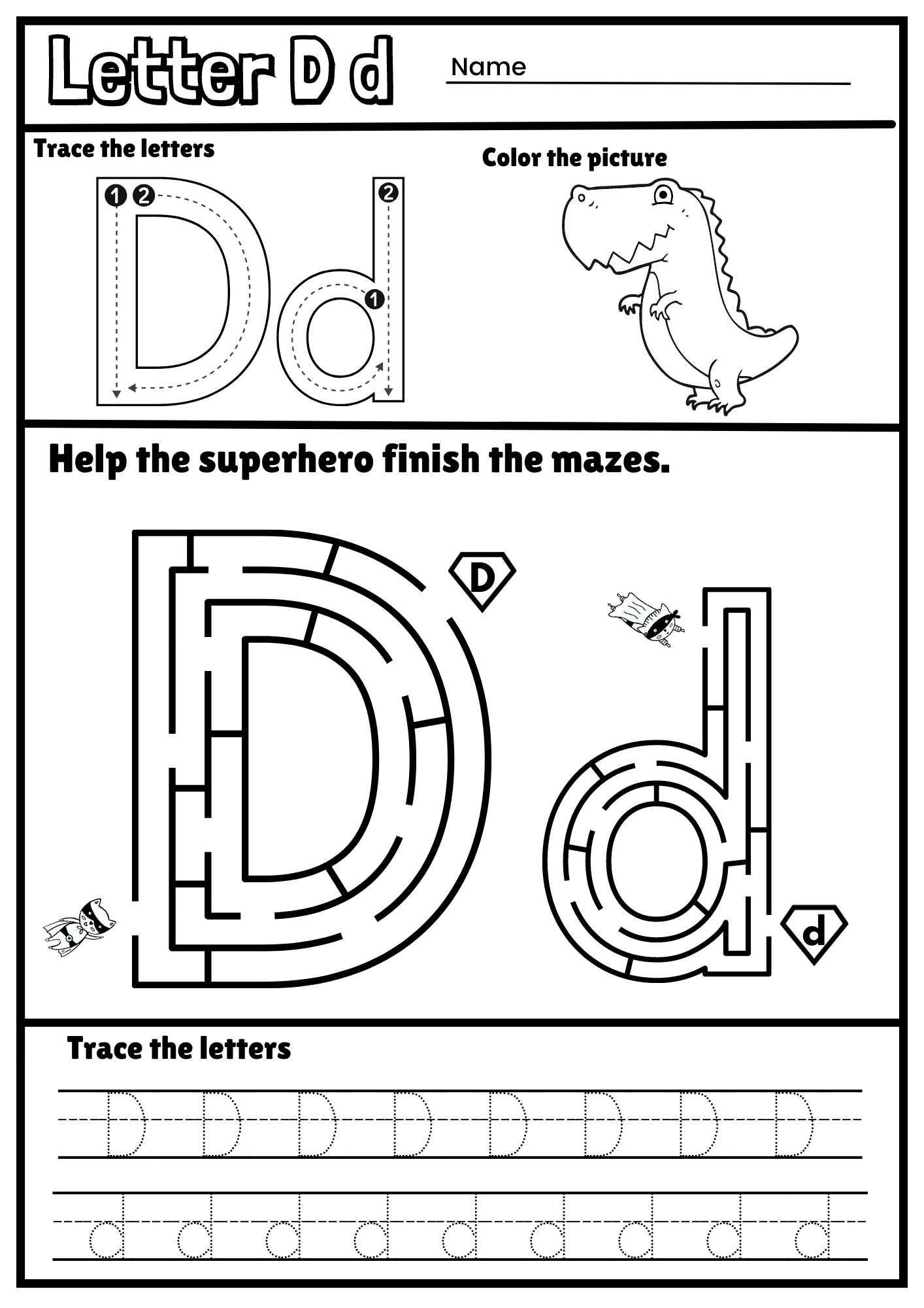 Printable Letter D Tracing Worksheets