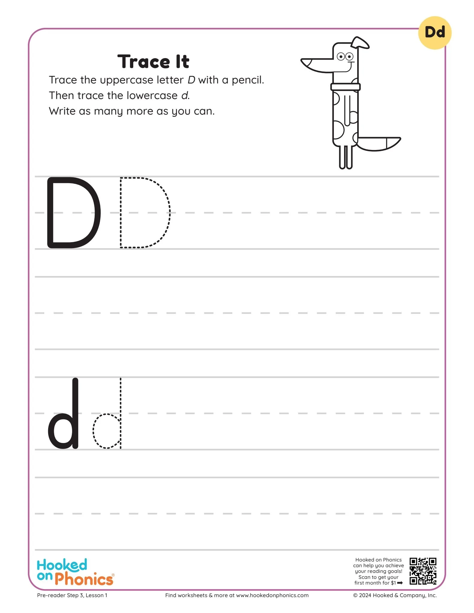 Lowercase D Tracing Worksheets