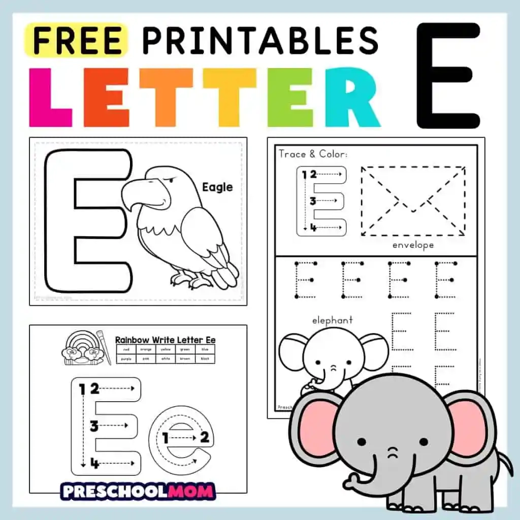 Capital Letter E Tracing Worksheets