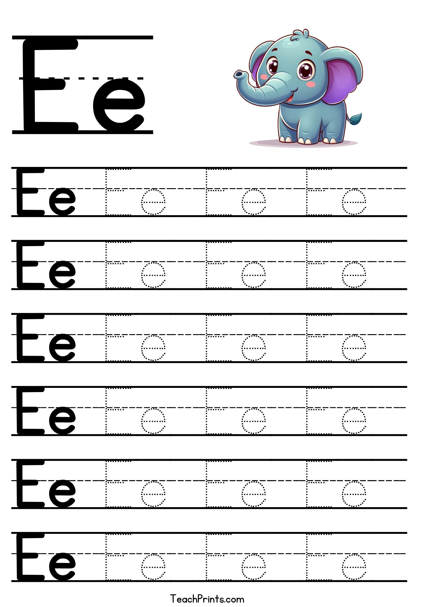 Letter E Tracing Worksheet Free Printables Teach Prints Letter E Tracing Worksheet Free Printables Teach Prints