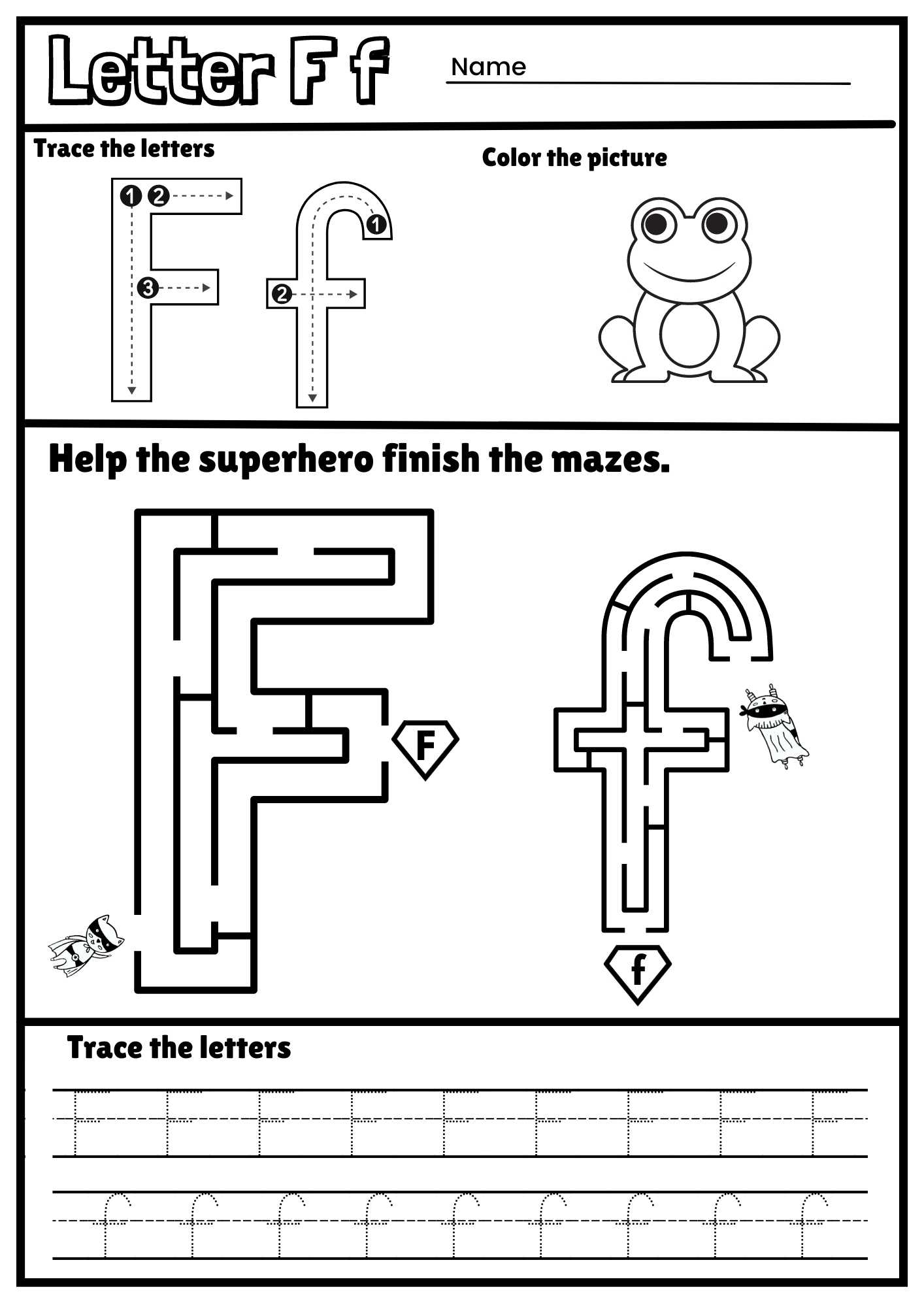 Letter F Alphabet Tracing And Coloring Free Printable PDF 