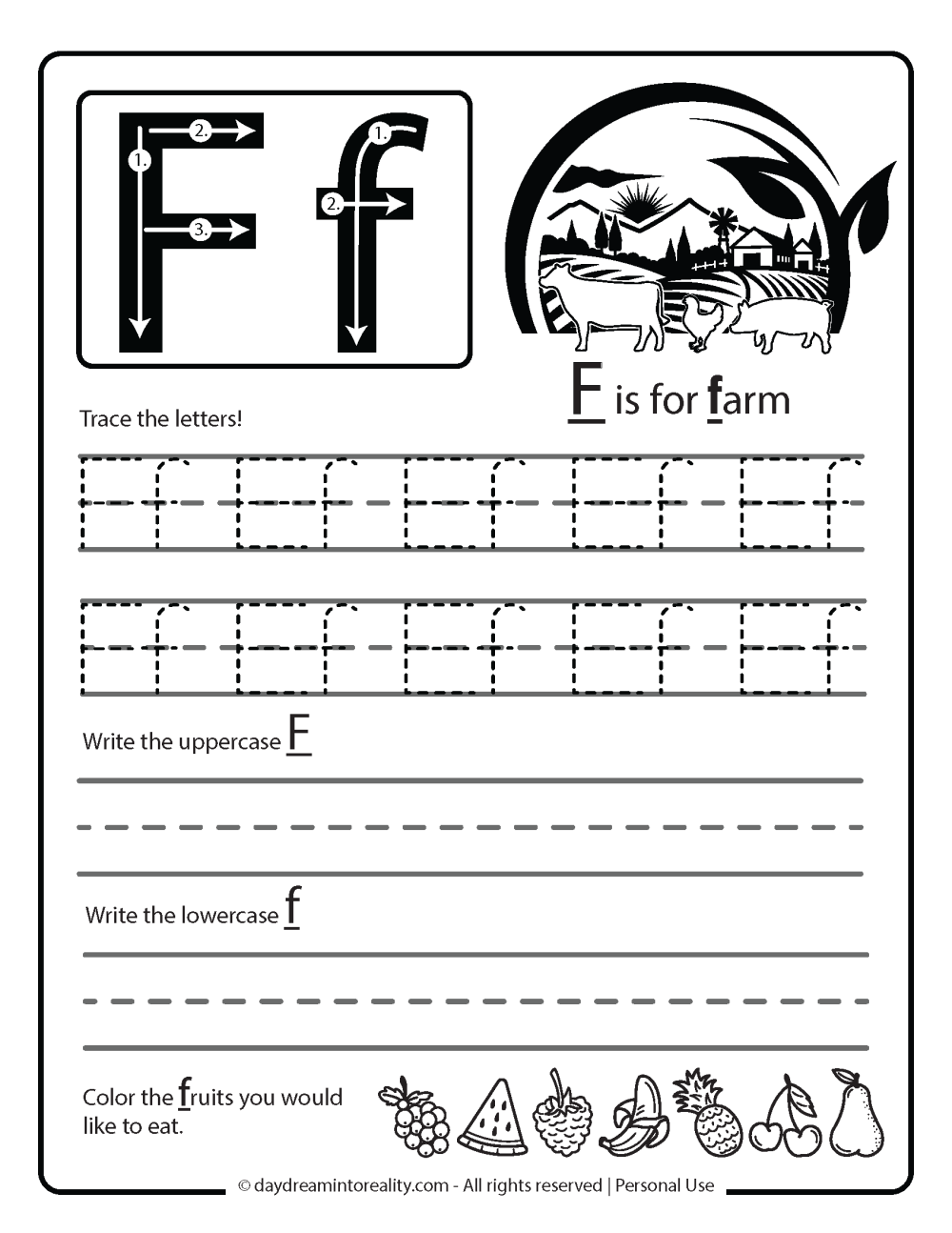 Letter F Tracing Worksheet