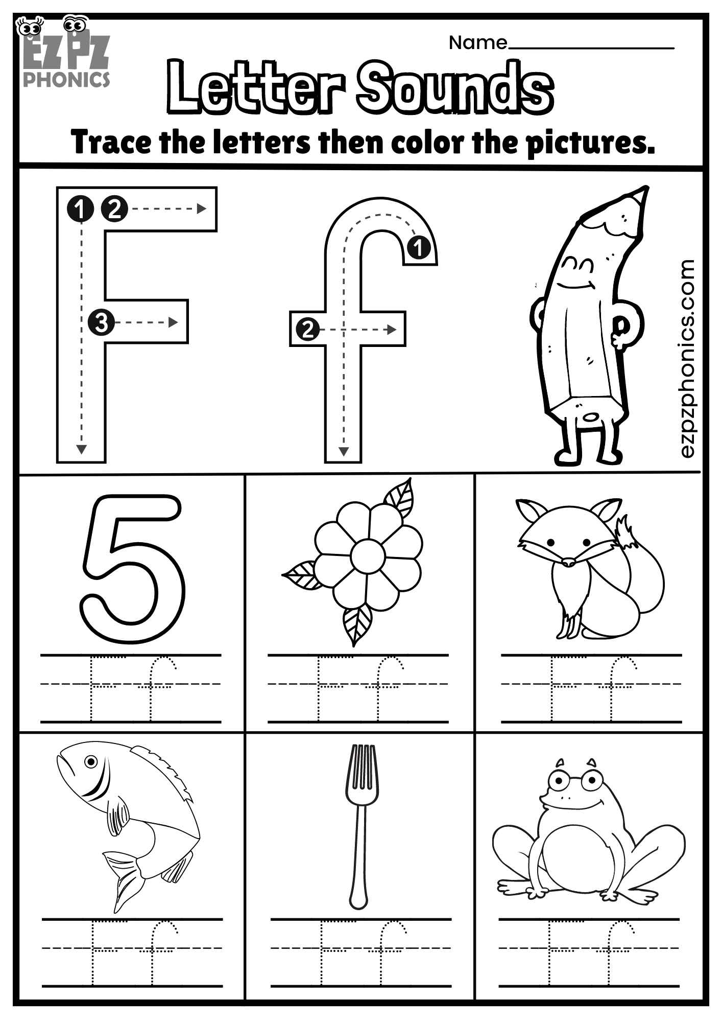 Letter Ff Trace And Color The Pictures Free PDF Download 